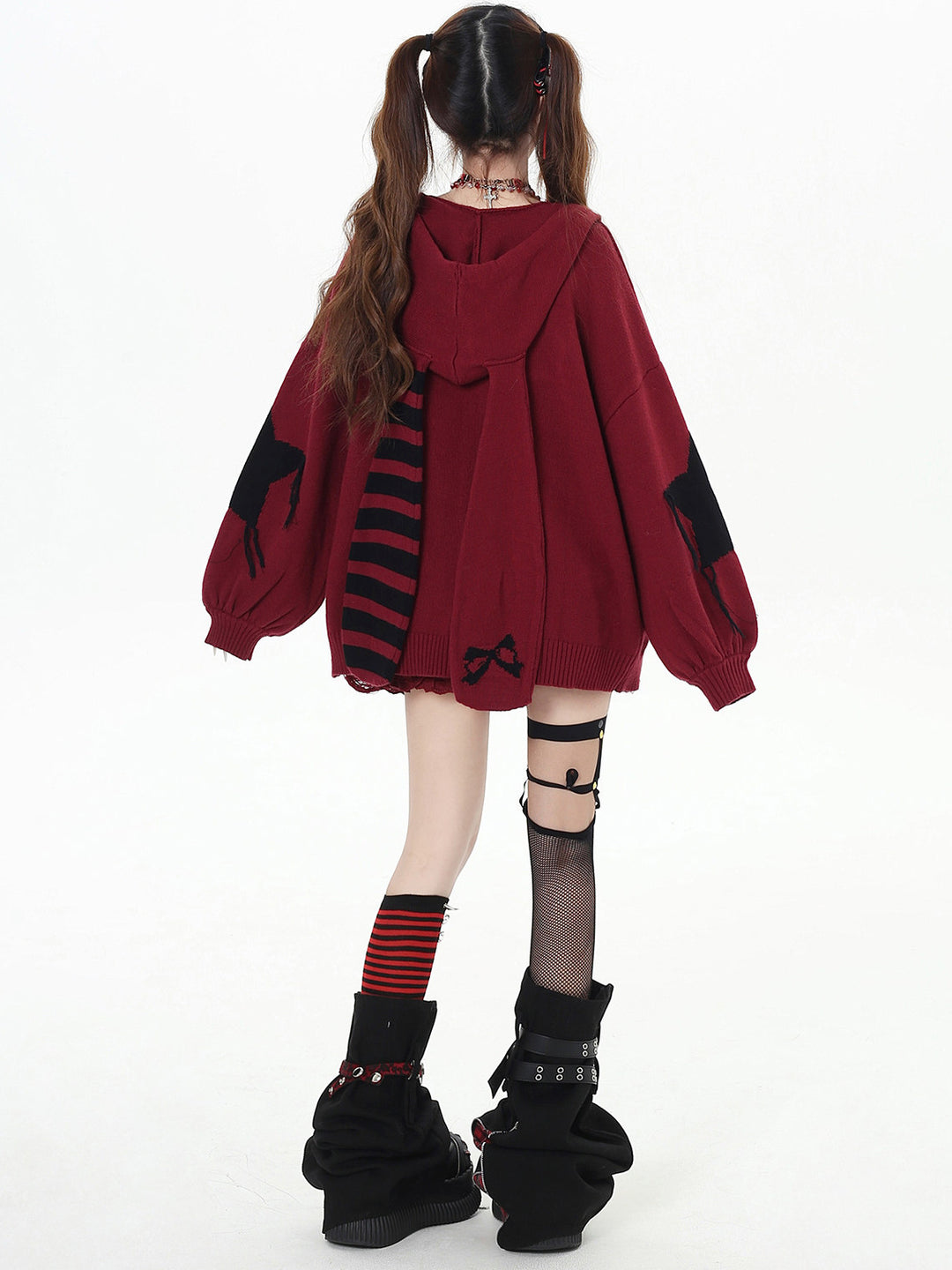 Grunge Bunny Ear Hooded Cardigan