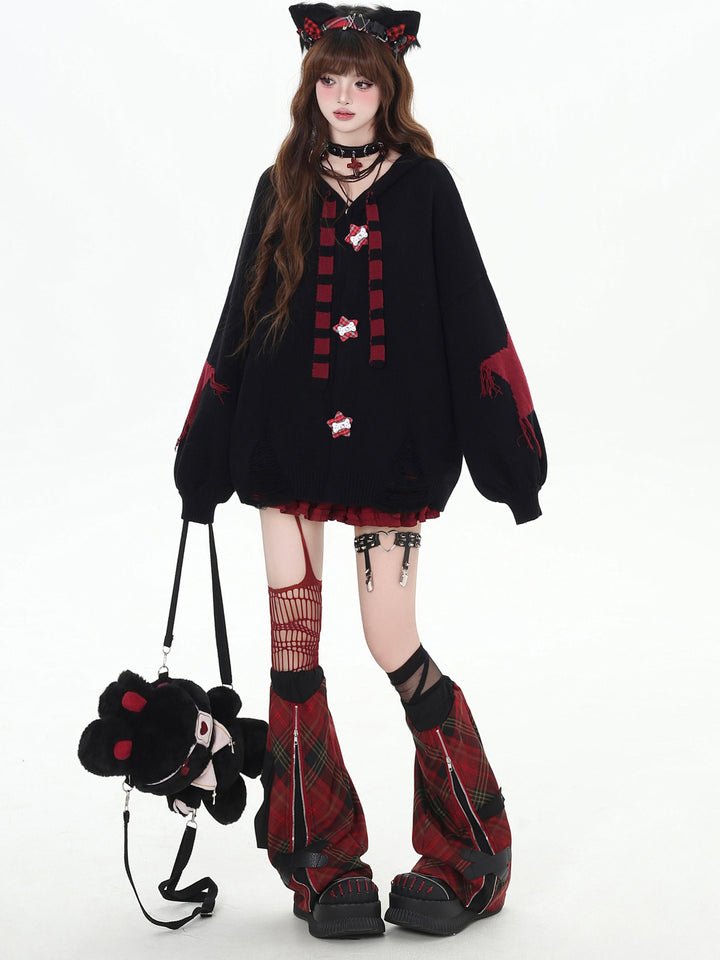 Grunge Bunny Ear Hooded Cardigan