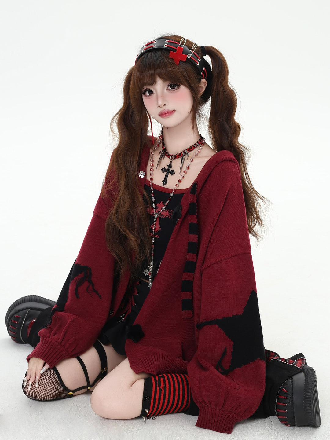Grunge Bunny Ear Hooded Cardigan