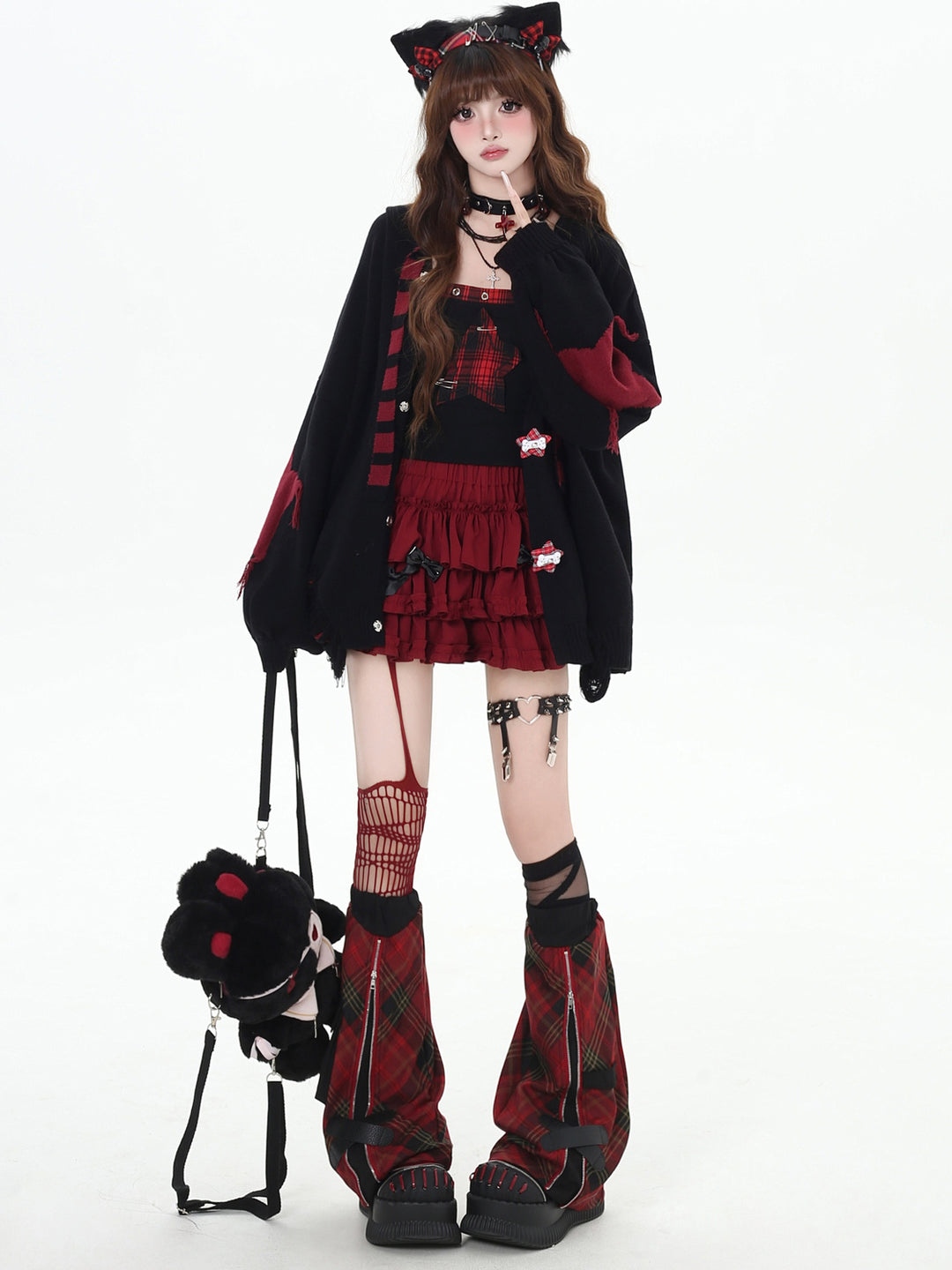 Grunge Bunny Ear Hooded Cardigan