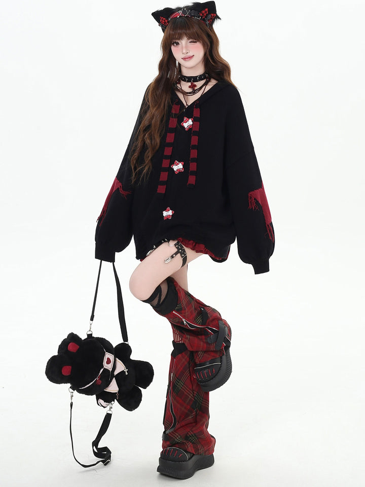 Grunge Bunny Ear Hooded Cardigan