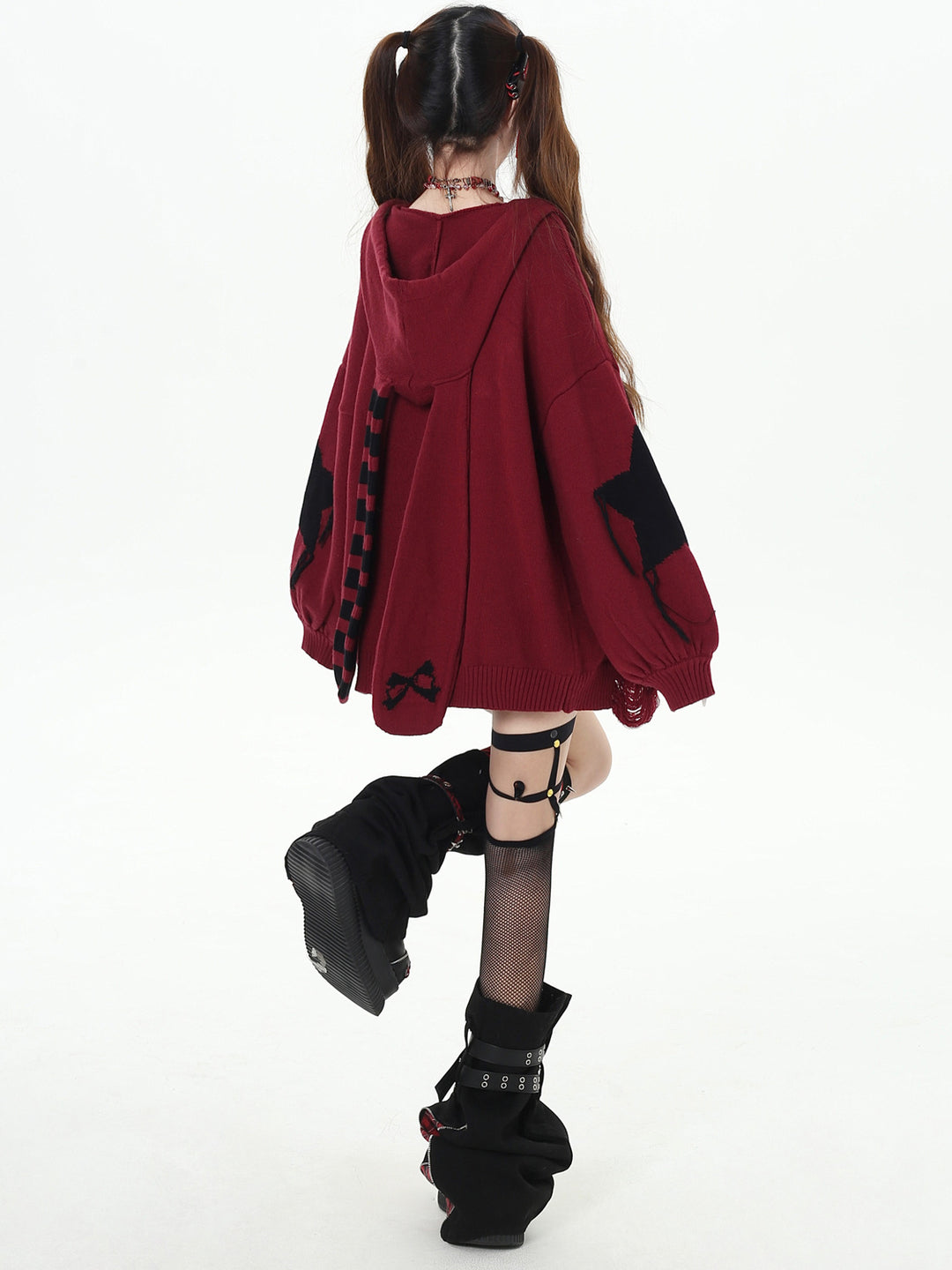 Grunge Bunny Ear Hooded Cardigan