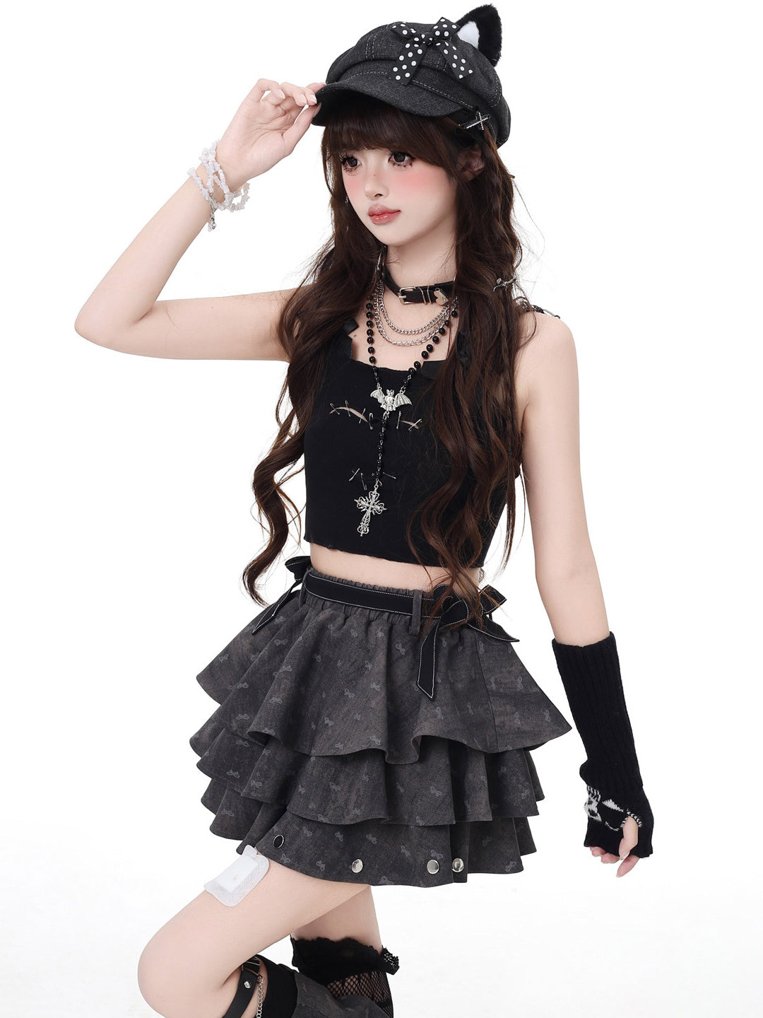 Gothic Tiered Ruffle Mini Skirt