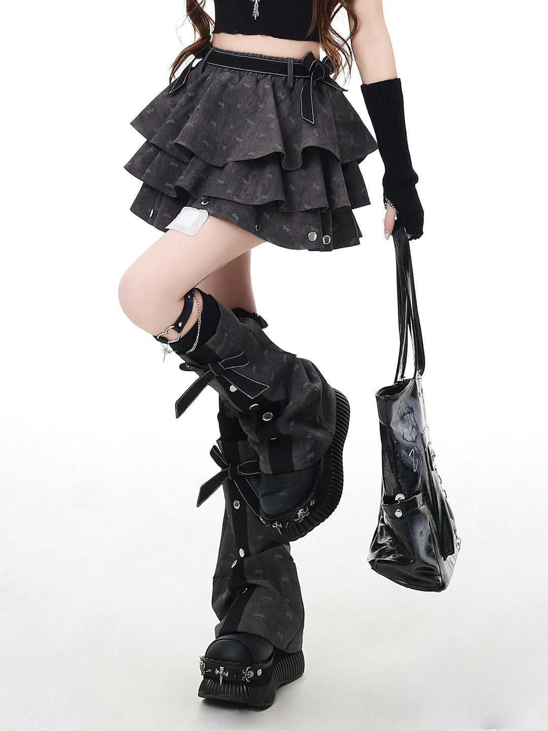 Gothic Tiered Ruffle Mini Skirt