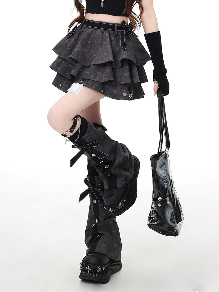 Gothic Tiered Ruffle Mini Skirt