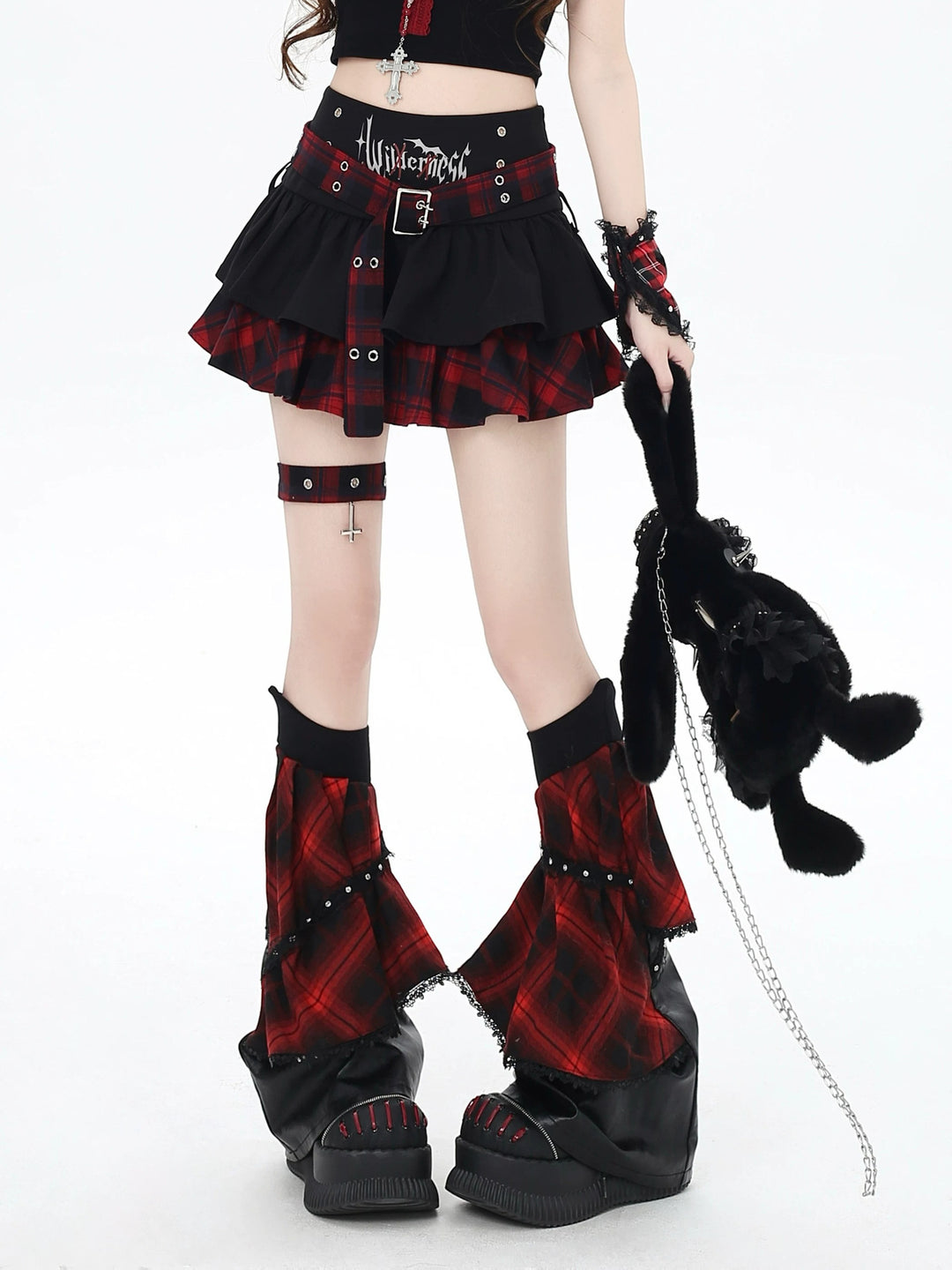 Gothic Plaid Tiered Mini Skirt