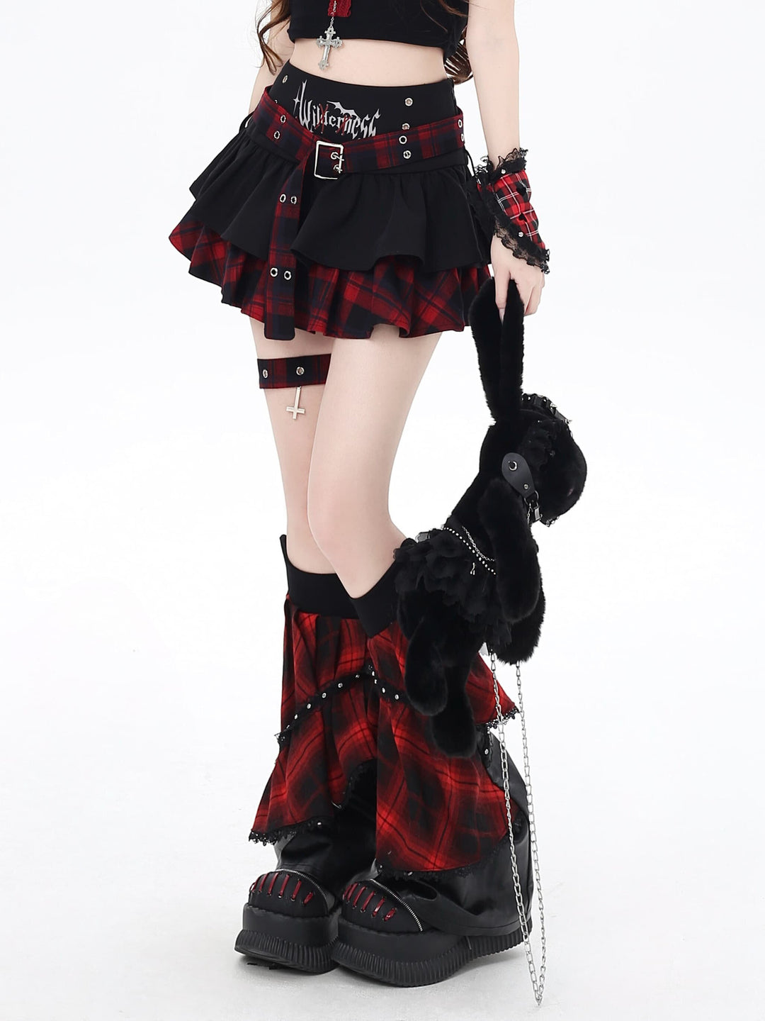 Gothic Plaid Tiered Mini Skirt