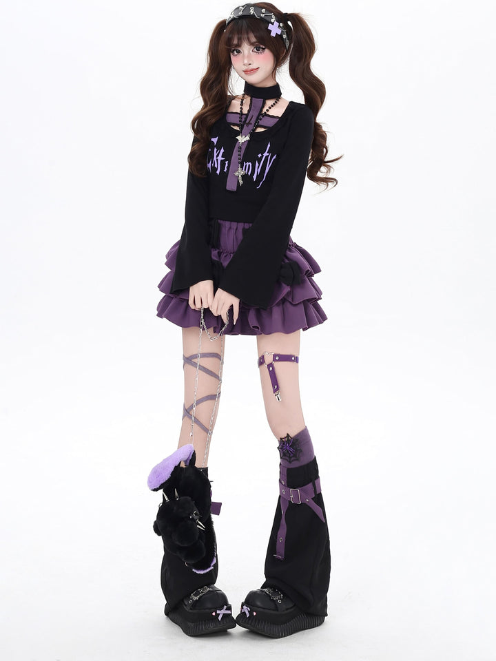 Gothic Choker Cutout Graphic Top