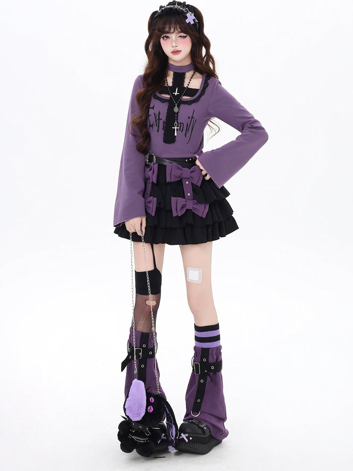 Gothic Choker Cutout Graphic Top