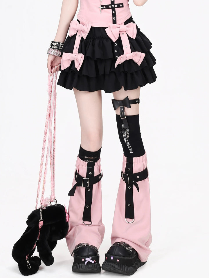 Gothic Bow Tiered Mini Skirt