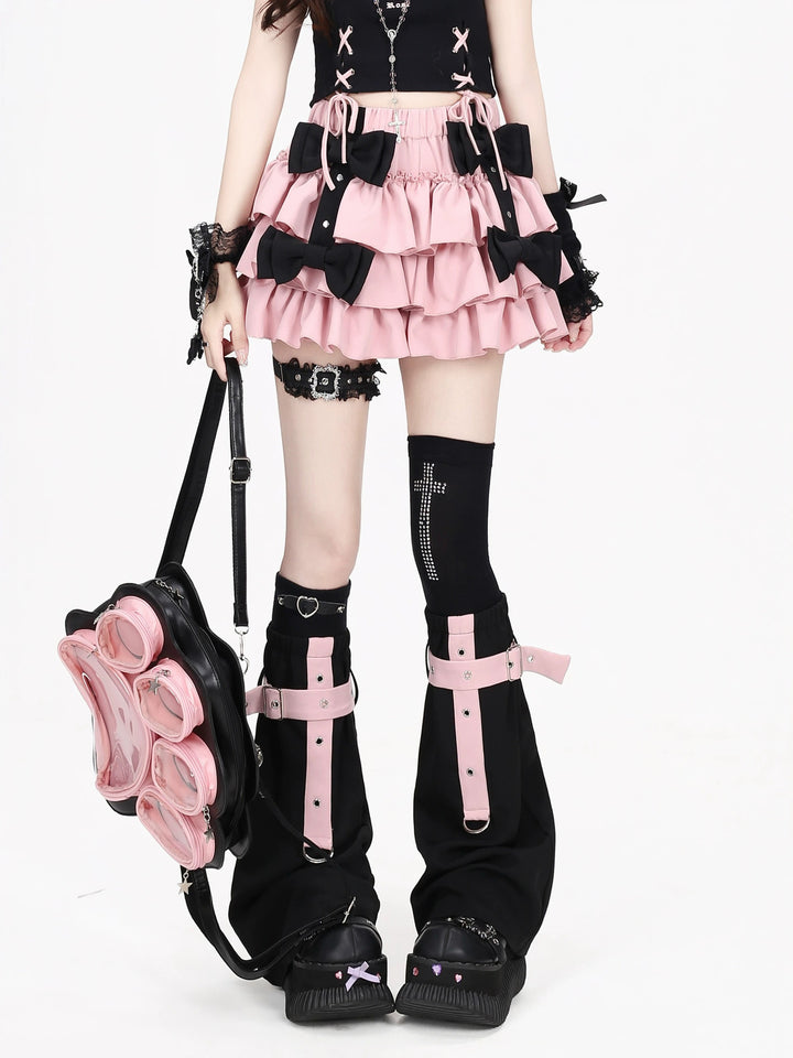 Gothic Bow Tiered Mini Skirt
