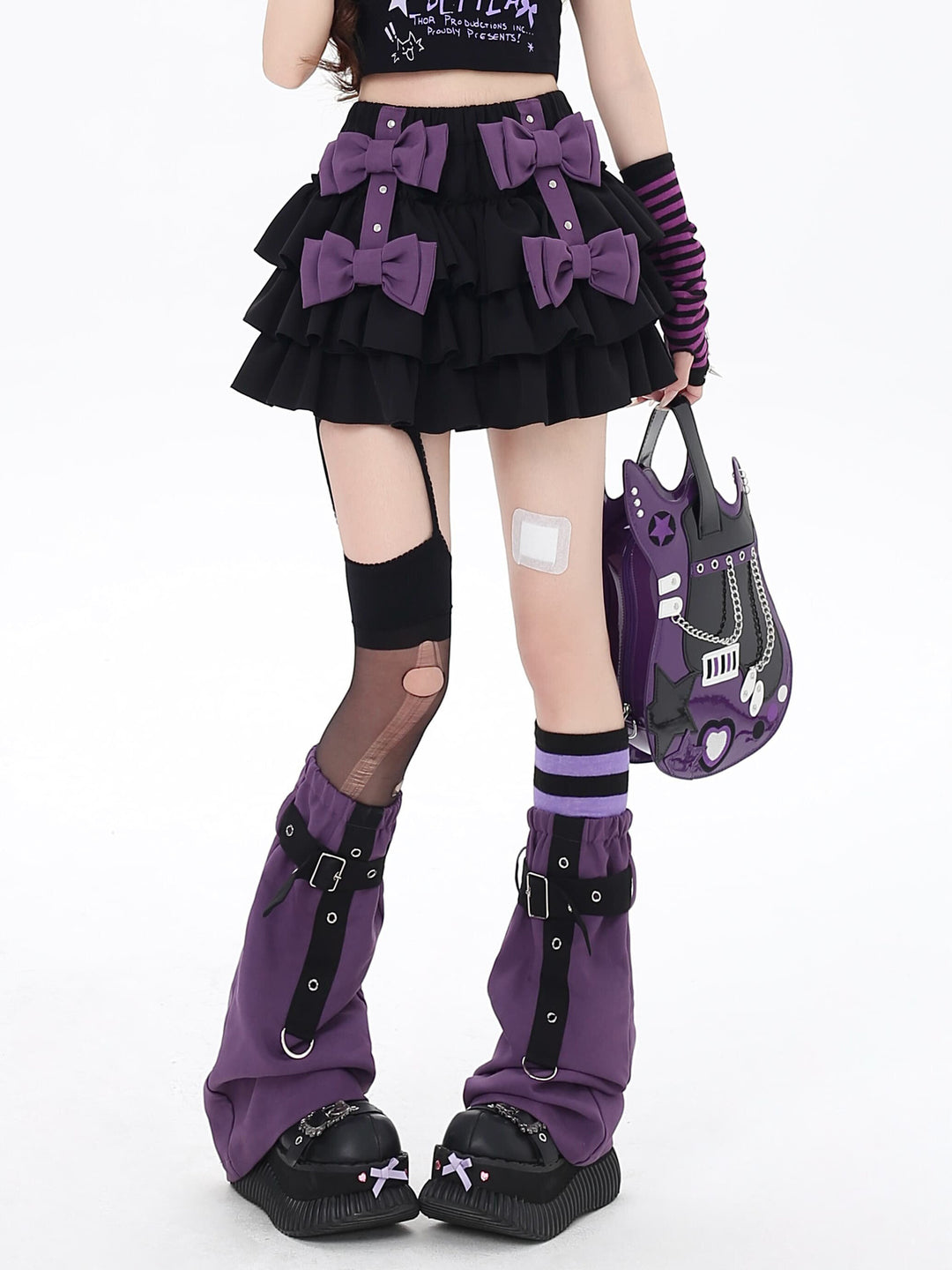 Gothic Bow Tiered Mini Skirt