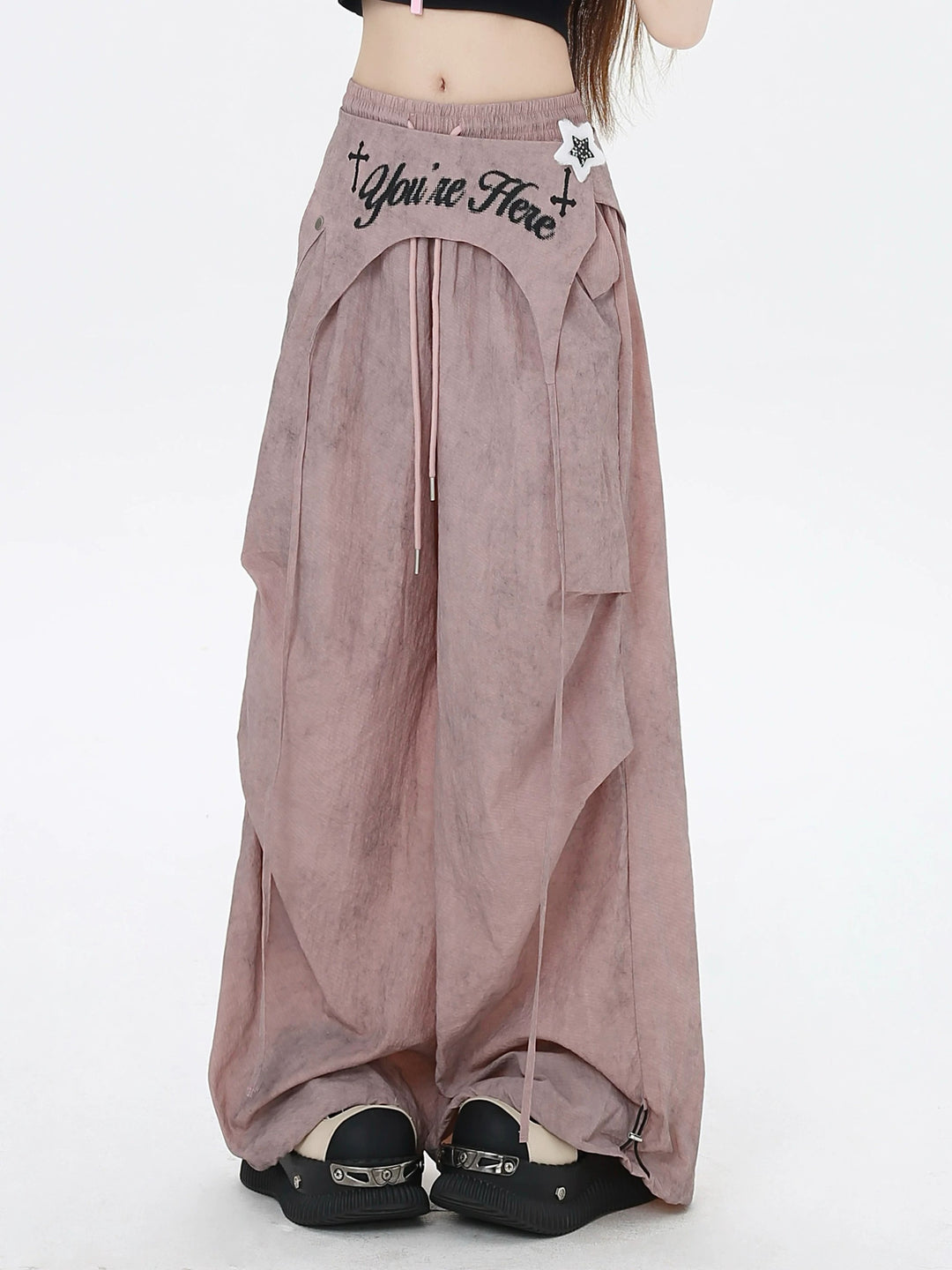 Y2K Wrap Panel Parachute Pants