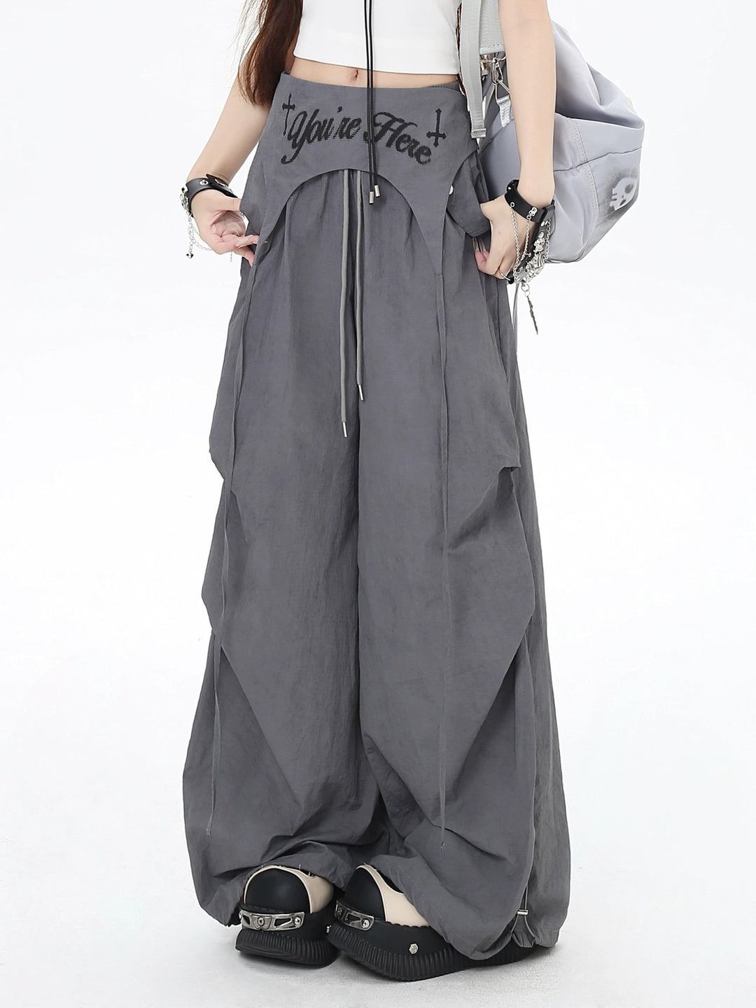 Y2K Wrap Panel Parachute Pants