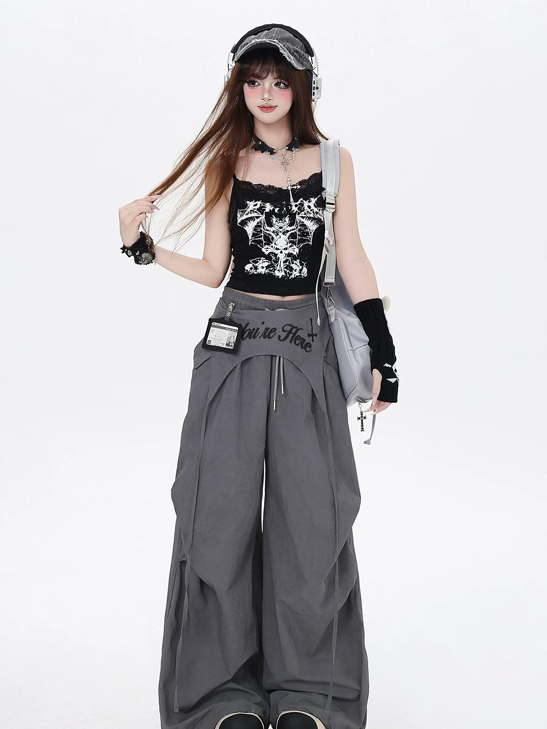 Y2K Wrap Panel Parachute Pants