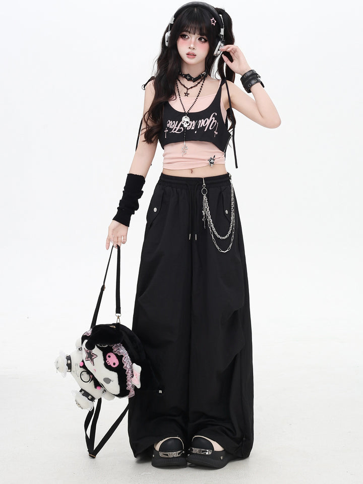 Y2K Wrap Panel Parachute Pants