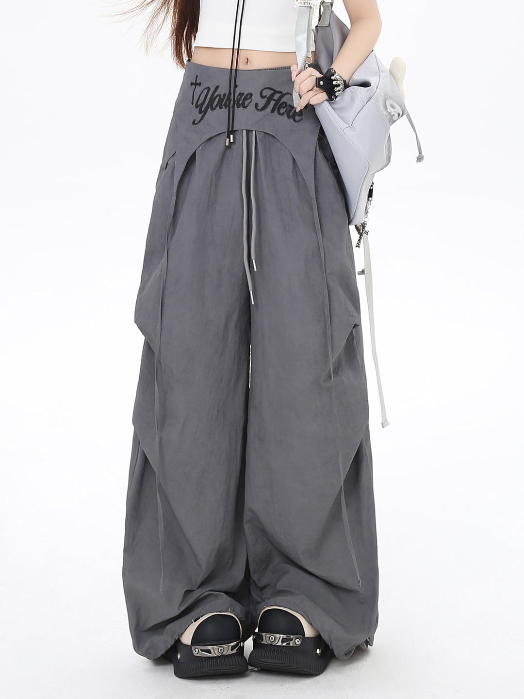 Y2K Wrap Panel Parachute Pants