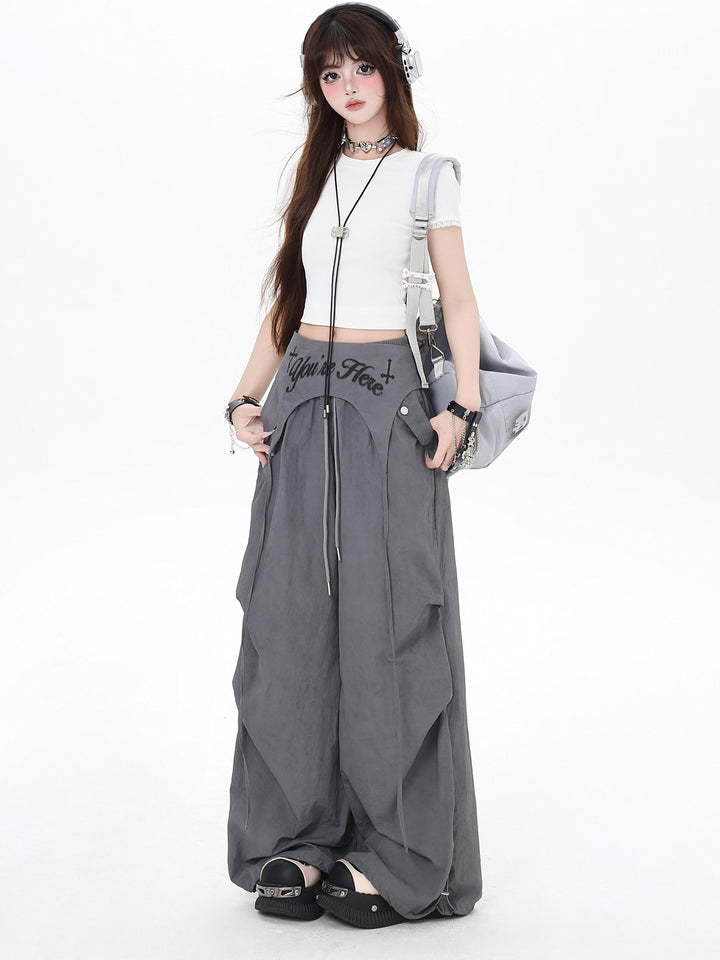 Y2K Wrap Panel Parachute Pants