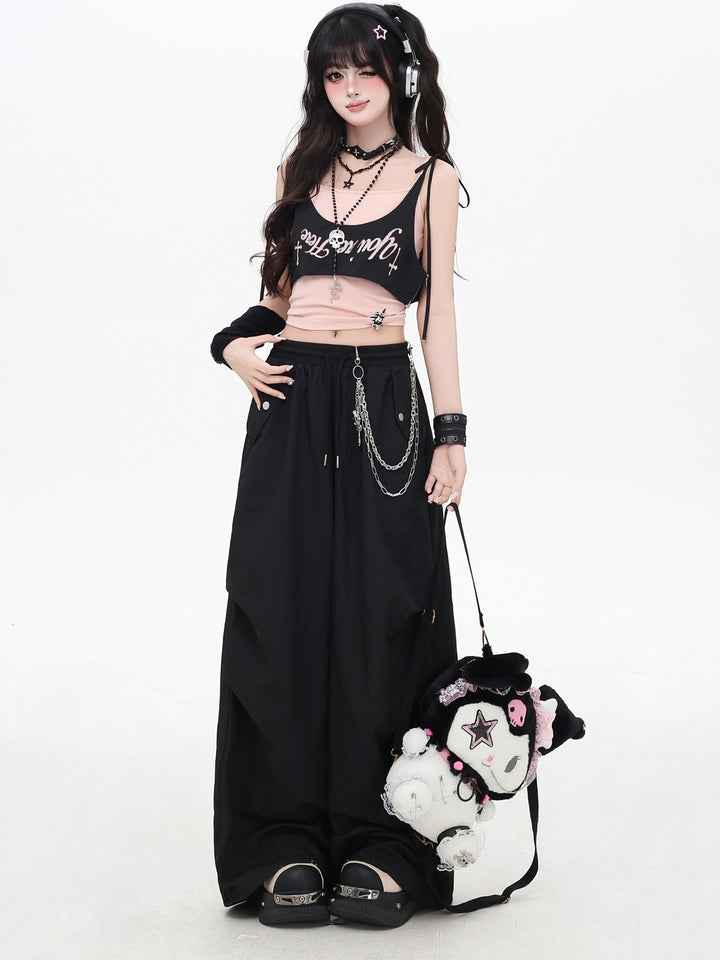 Y2K Wrap Panel Parachute Pants