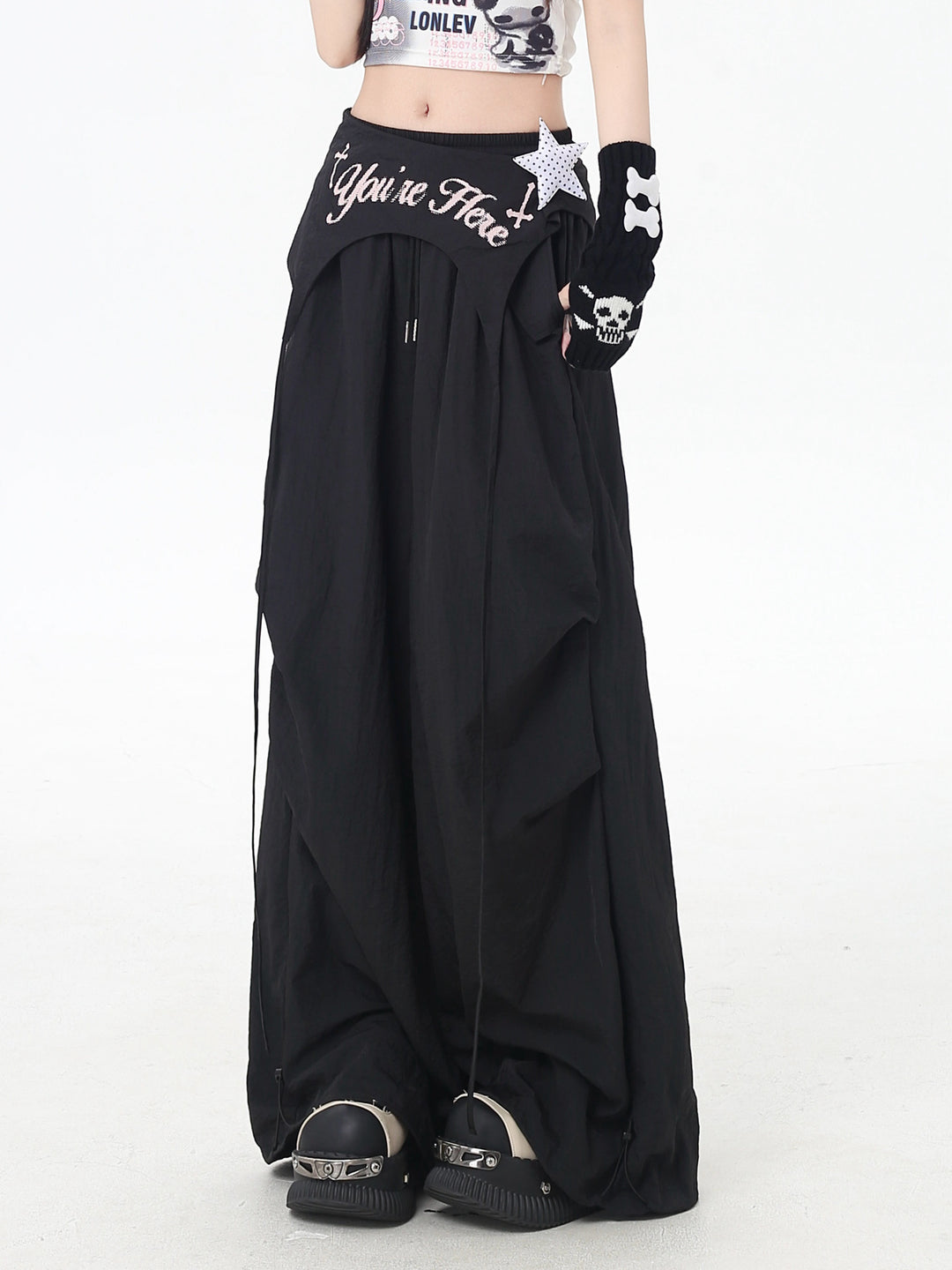 Y2K Wrap Panel Parachute Pants