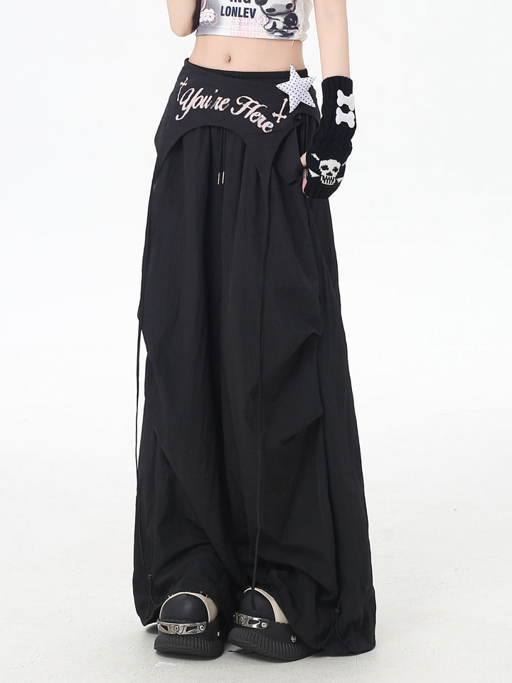 Y2K Wrap Panel Parachute Pants