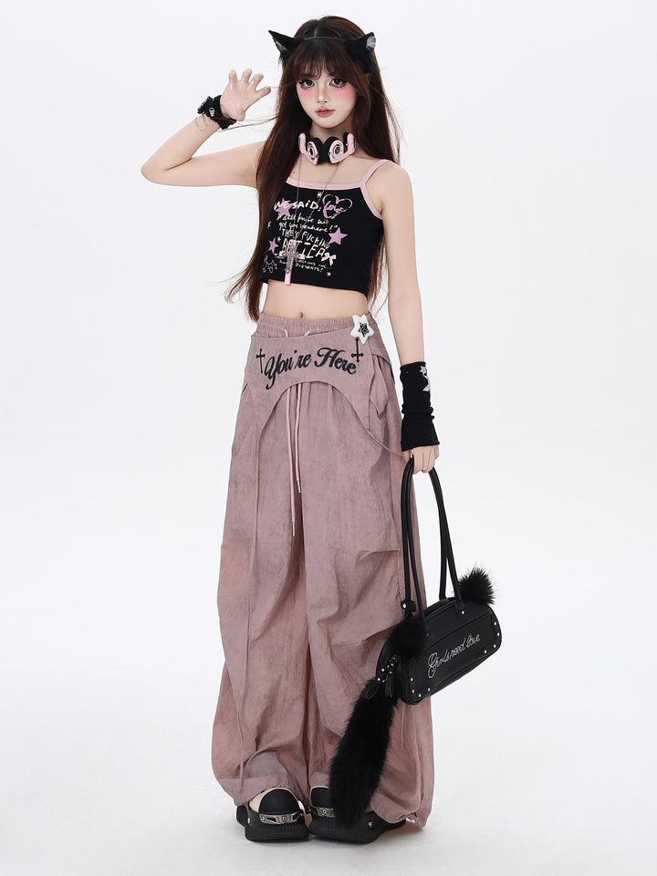 Y2K Wrap Panel Parachute Pants