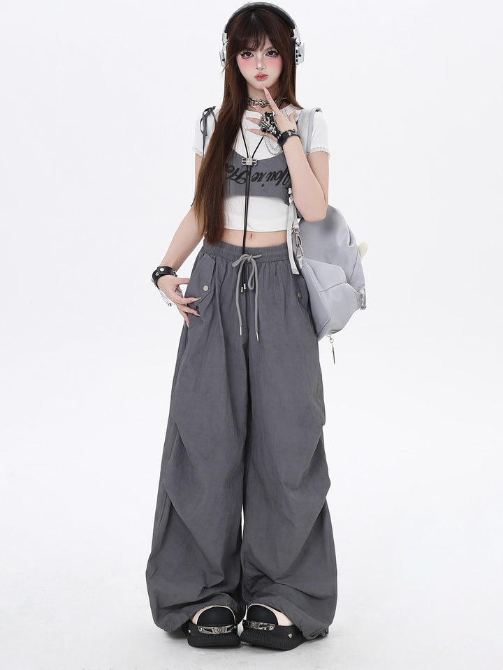 Y2K Wrap Panel Parachute Pants