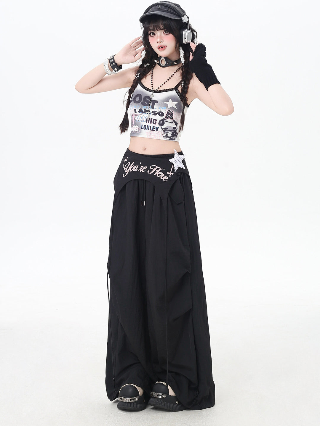 Y2K Wrap Panel Parachute Pants