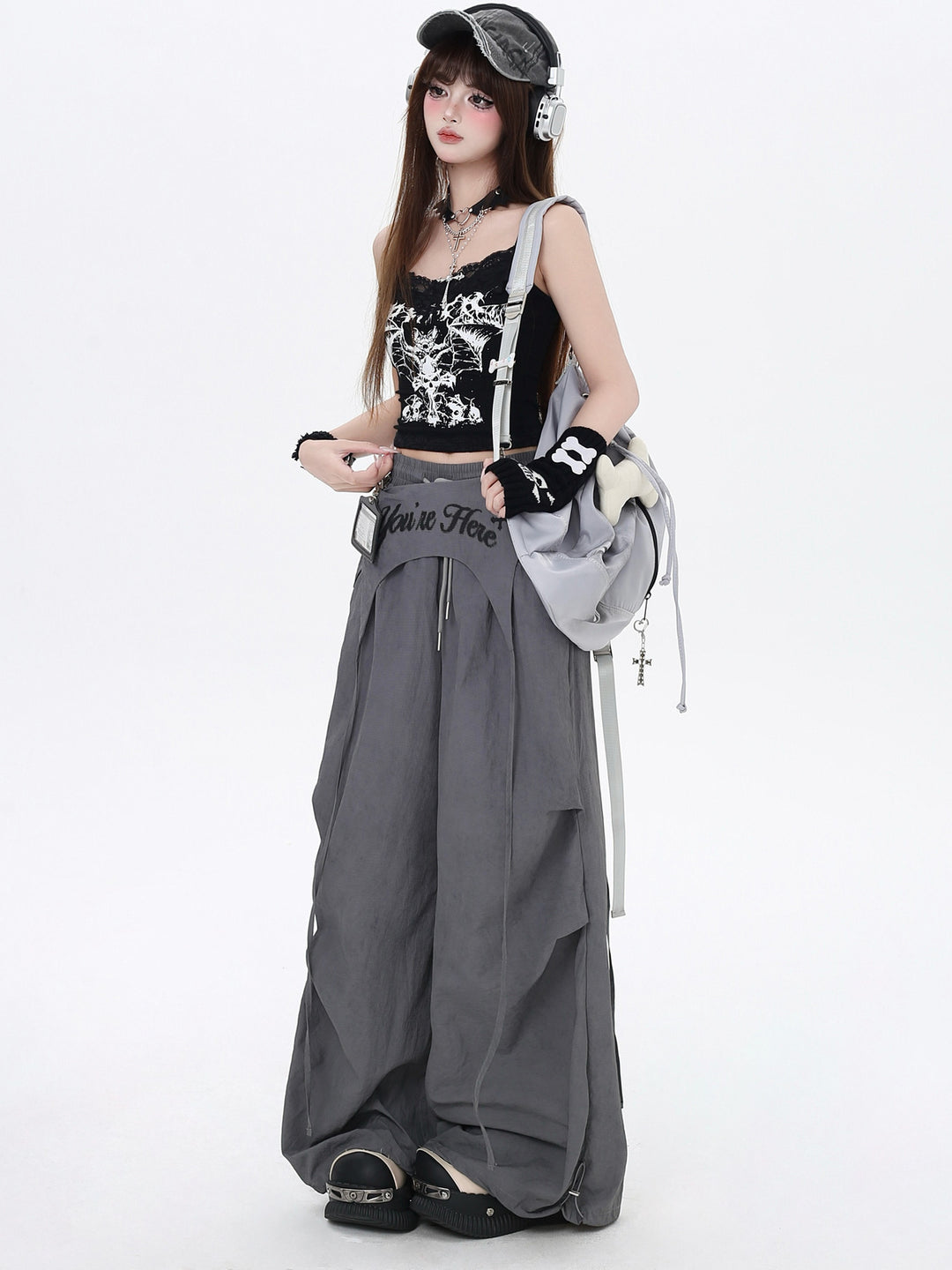 Y2K Wrap Panel Parachute Pants