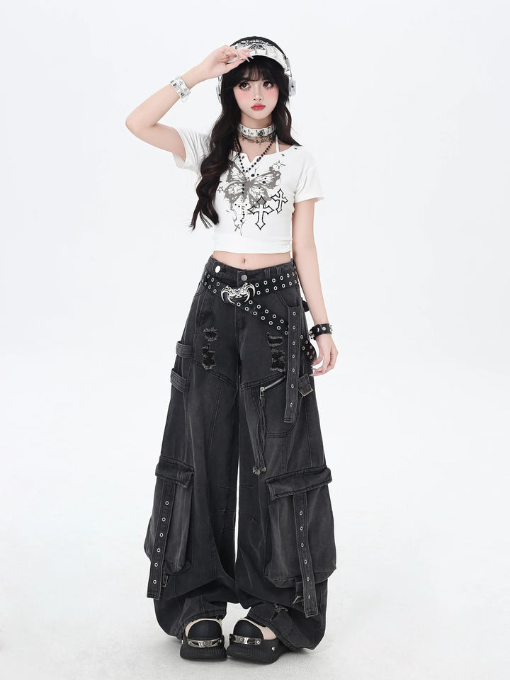 Gothic Butterfly Halter Graphic Top