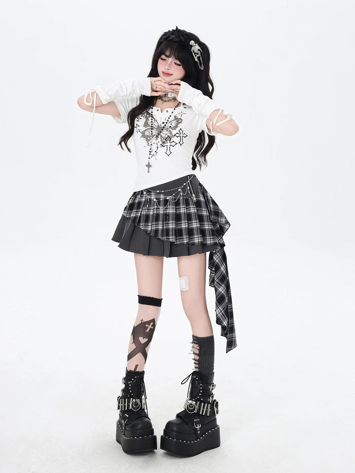 Gothic Butterfly Halter Graphic Top