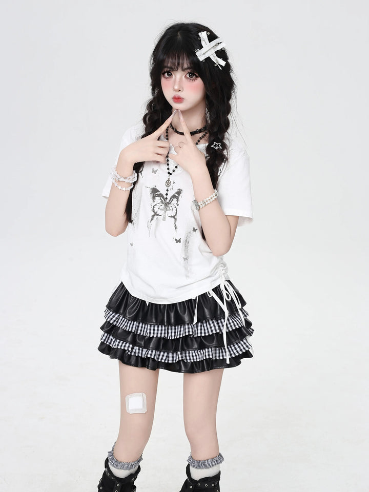 Y2K Butterfly Ruched T-Shirt