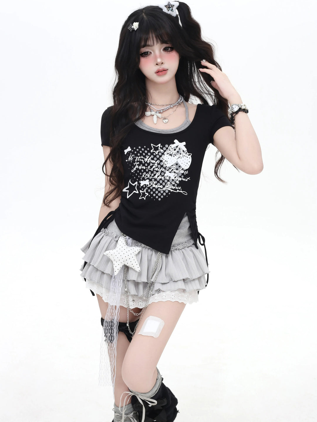 Y2K Strawberry Layered Graphic Top
