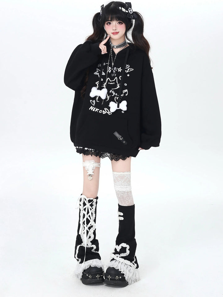 Kawaii Cat Graphic Hoodie