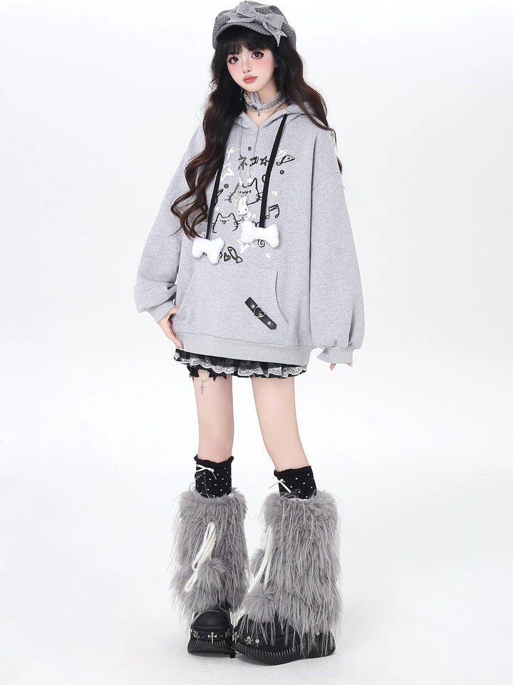 Kawaii Cat Graphic Hoodie