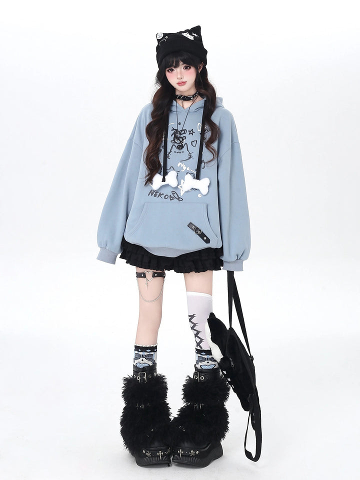 Kawaii Cat Graphic Hoodie