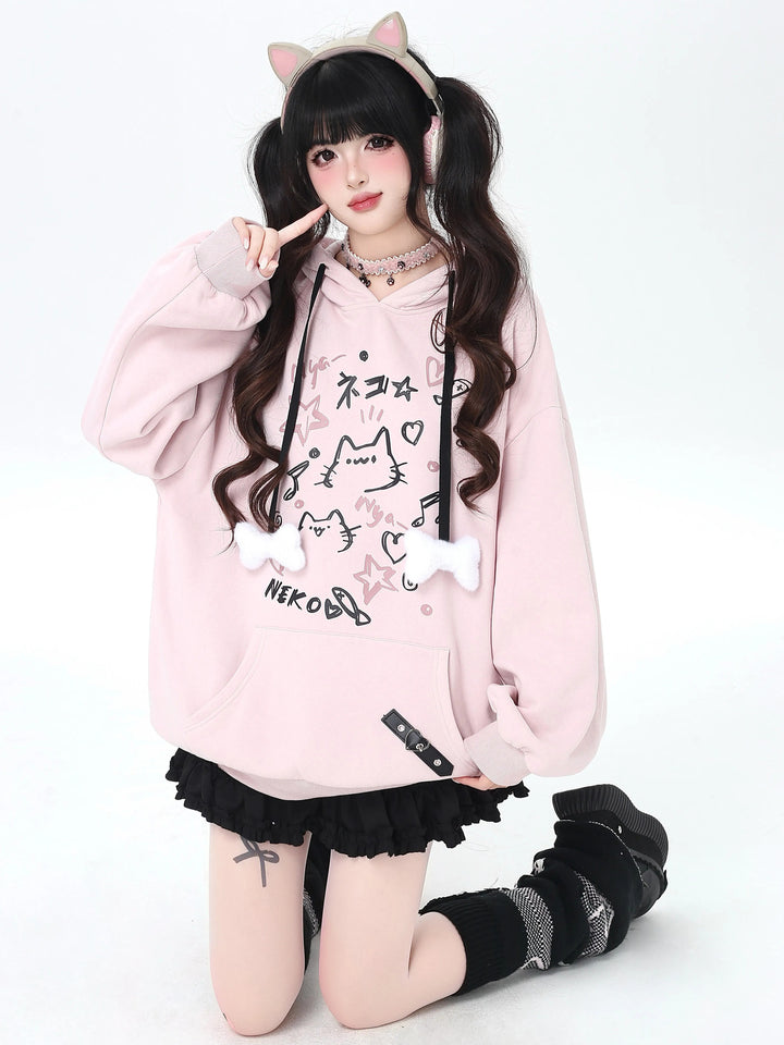 Kawaii Cat Graphic Hoodie