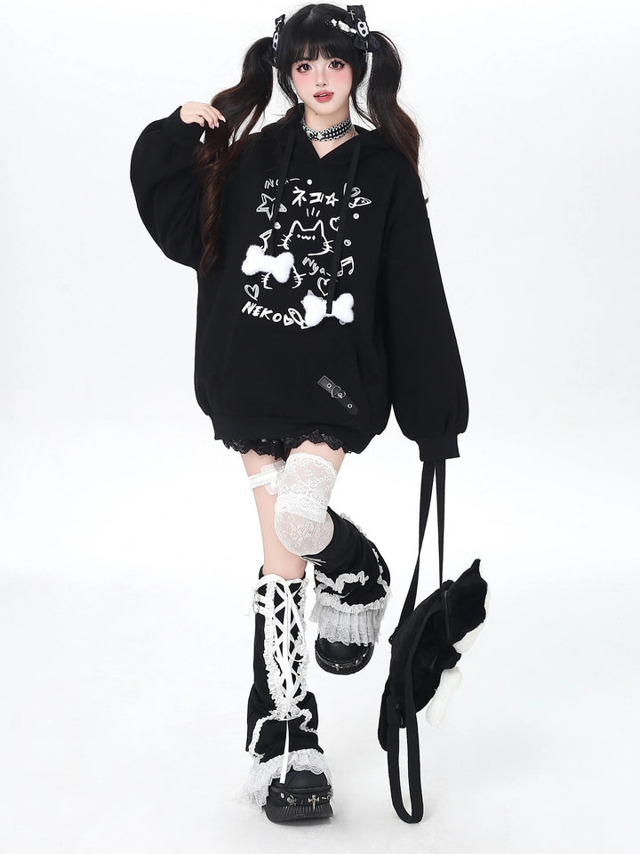 Kawaii Cat Graphic Hoodie
