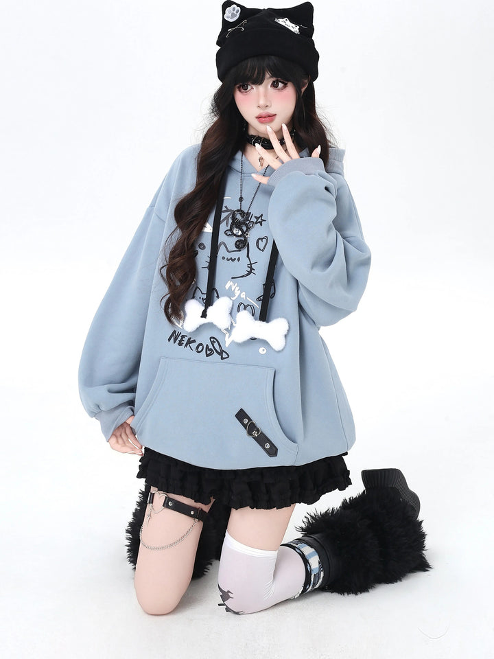 Kawaii Cat Graphic Hoodie