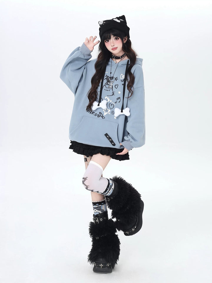 Kawaii Cat Graphic Hoodie