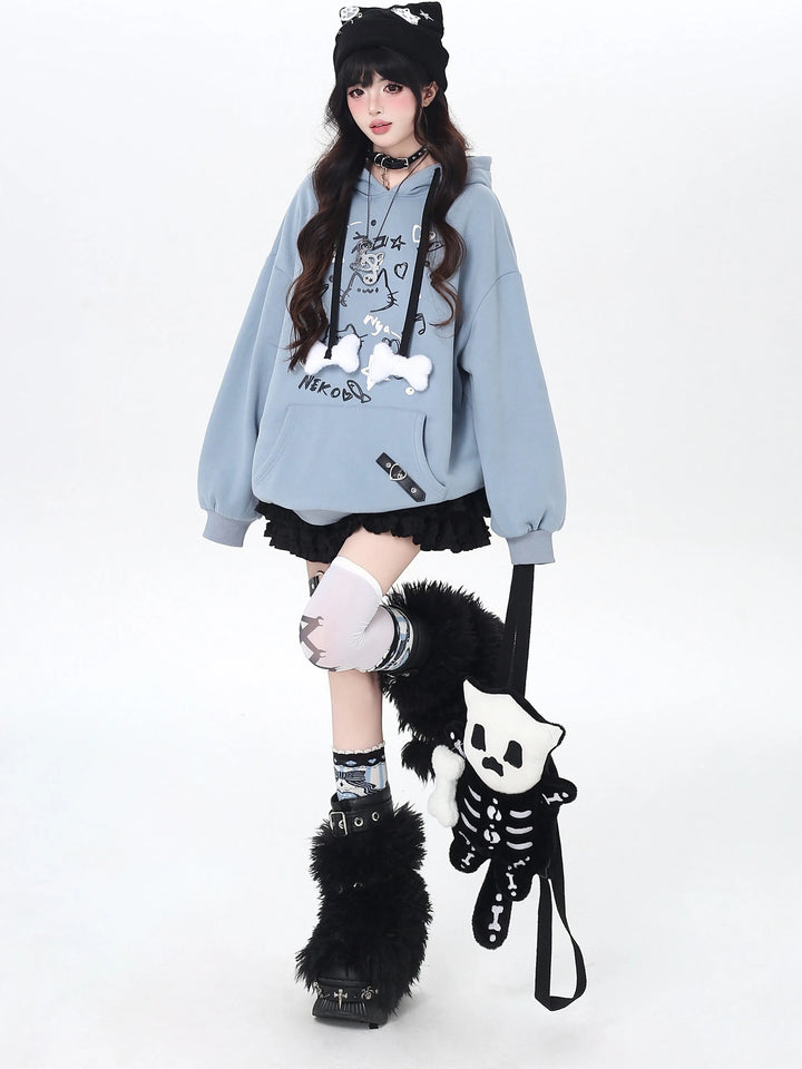 Kawaii Cat Graphic Hoodie