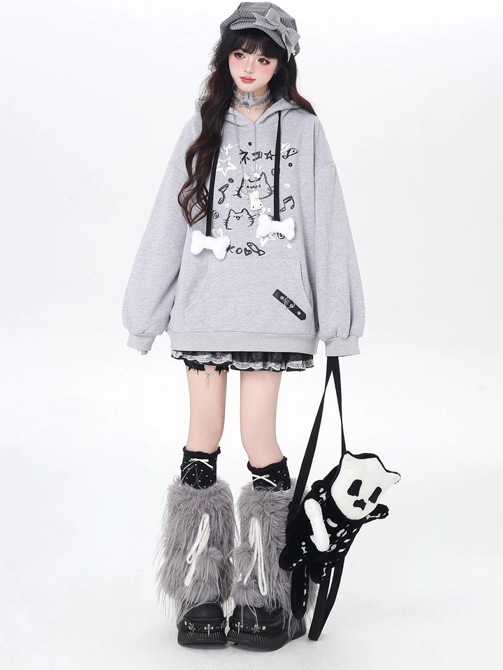 Kawaii Cat Graphic Hoodie