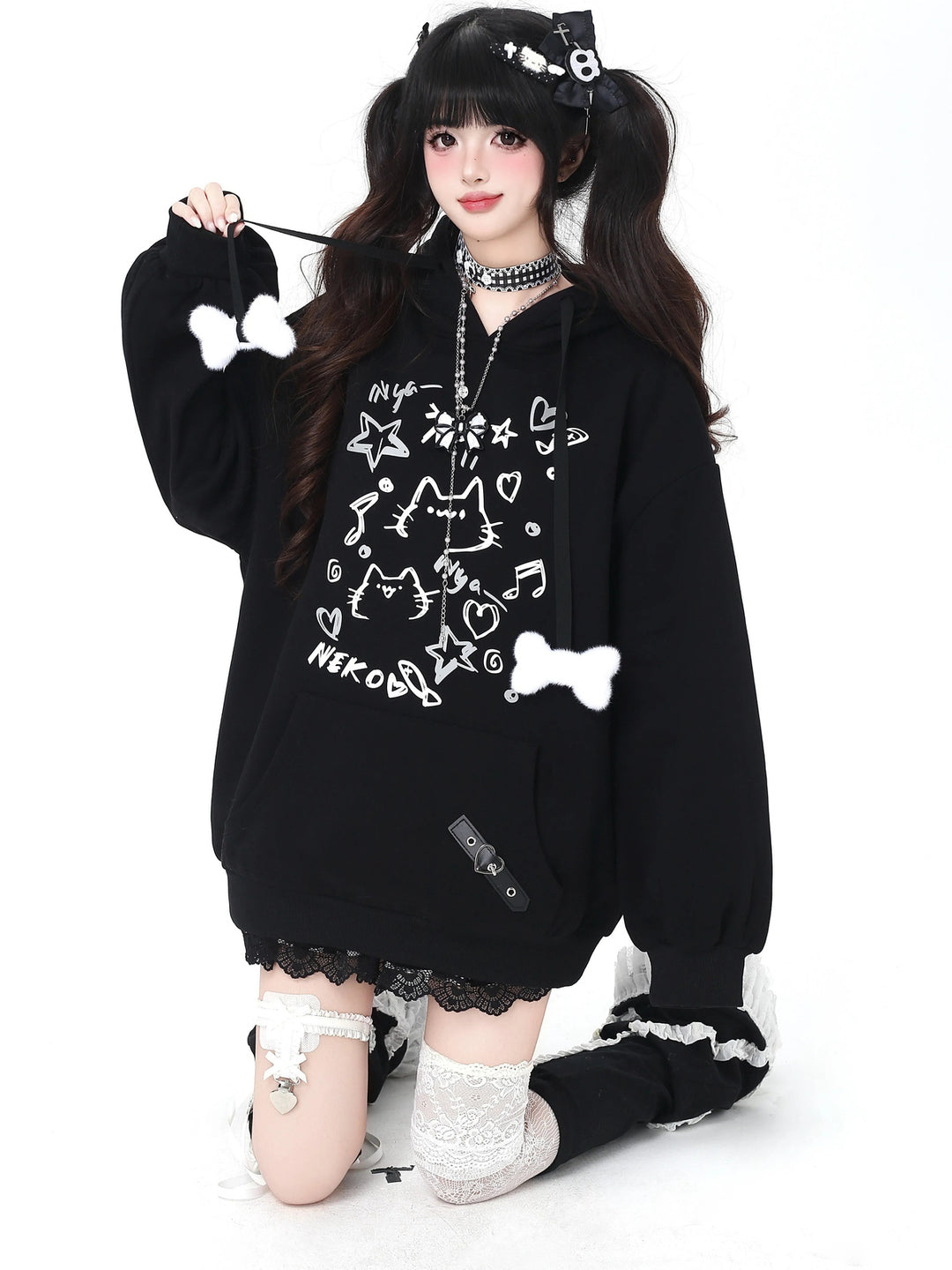Kawaii Cat Graphic Hoodie