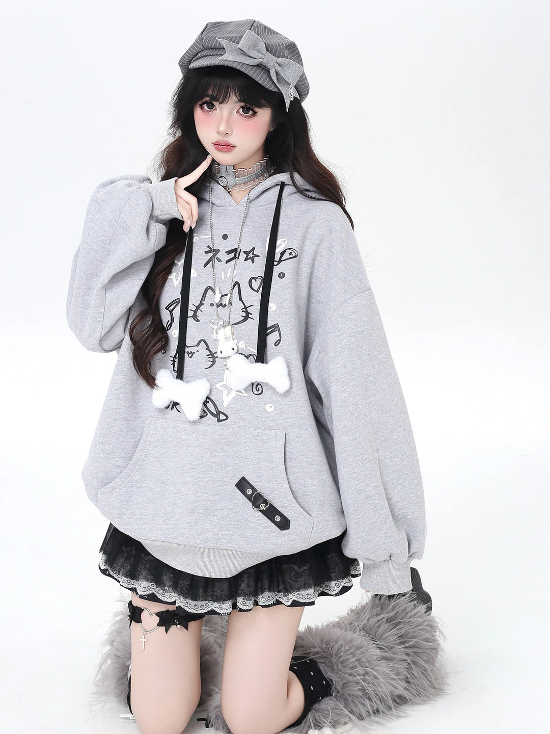 Kawaii Cat Graphic Hoodie