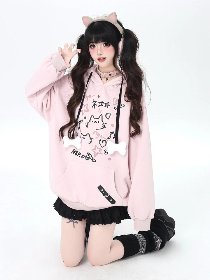 Kawaii Cat Graphic Hoodie