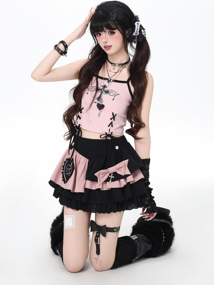 Jirai Kei Asymmetric Panel Mini Skirt