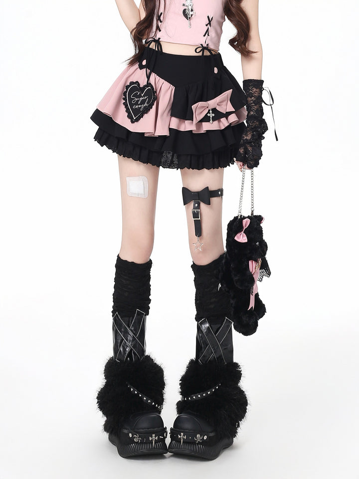 Jirai Kei Asymmetric Panel Mini Skirt