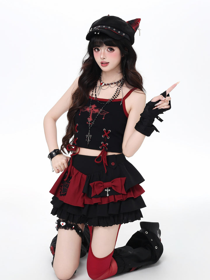 Jirai Kei Asymmetric Panel Mini Skirt
