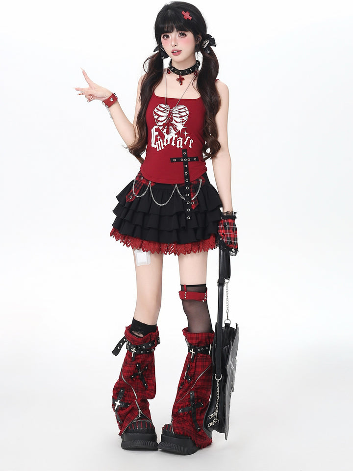 Gothic Skeleton Cami Shrug Set