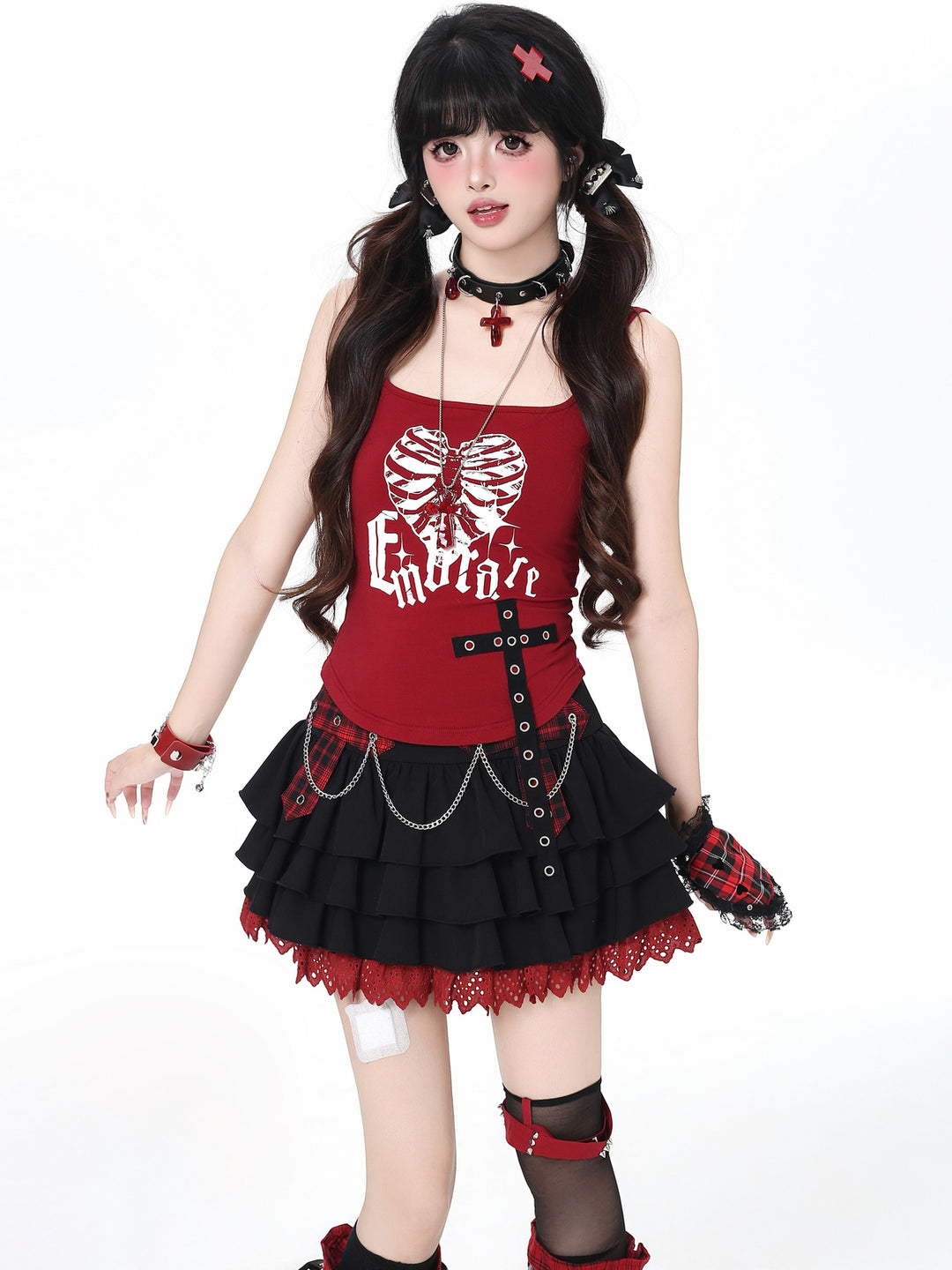 Gothic Skeleton Cami Shrug Set